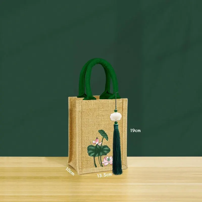 Retro Lotus Linen Bag