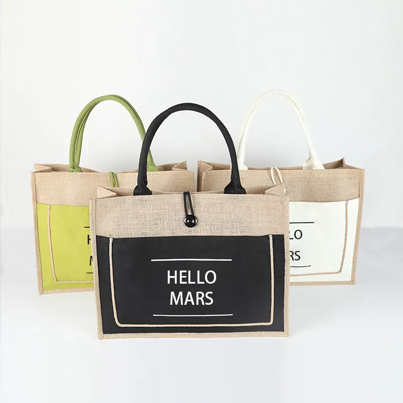 Yellow Jute & Linen Handbag