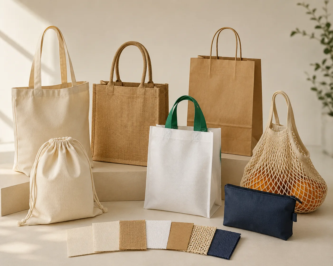 Bag material samples prepared for EU compliance assessment